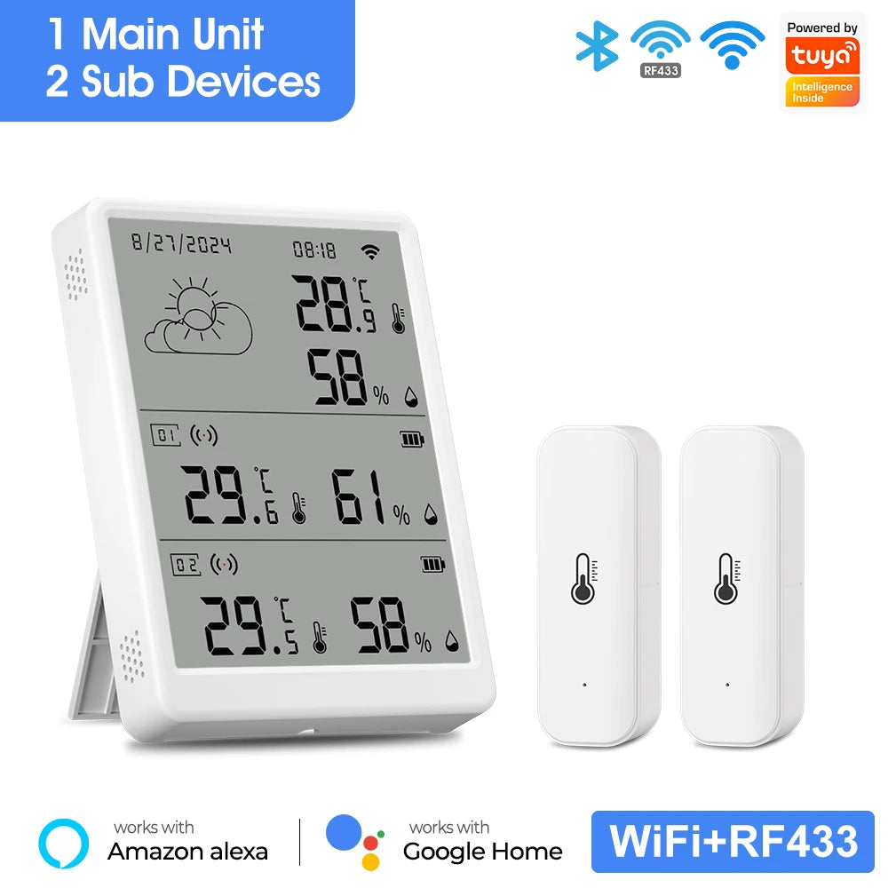 Weather Station RF433 Wireless Indoor Room Thermometer Digital WIFI Temperature Hygrometer Multiple Outdoor Sensors Smart Life