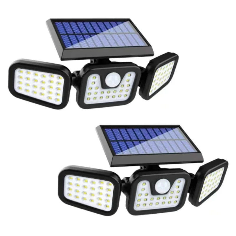 Solar Powered Outdoor Motion Sensor with Adjustable Head for Human Body Sensing Lighting for Garages Porches Streetlights