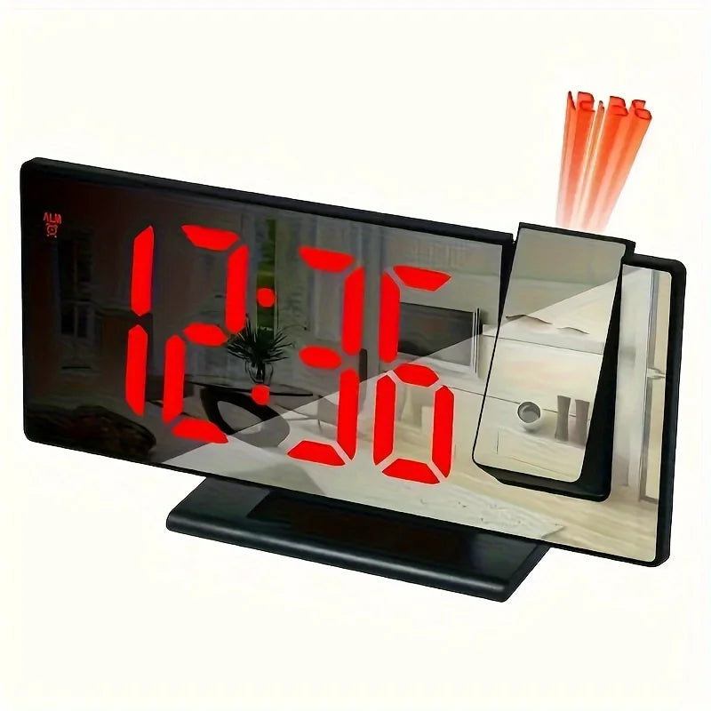 Projection alarm clock multifunction Intelligent luminous clock Bedroom large screen digital clock 180℃ back and celling projec