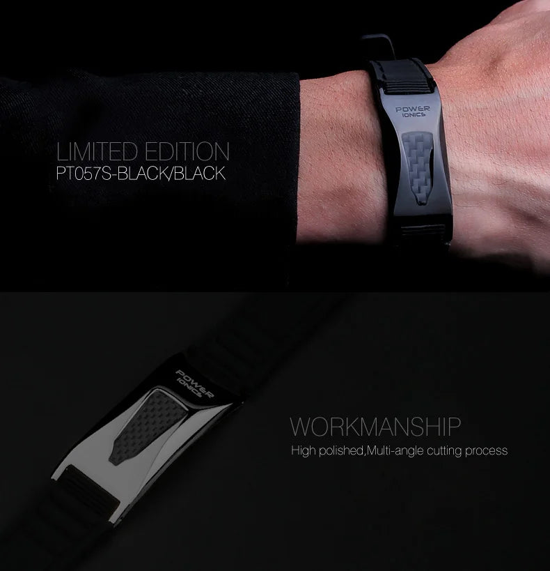 Power Ionics 3000 iones/cc Ironman Titanio Germanio FIR Fibra de Carbono Bio Reloj Pulsera de Golf con Grabado Grabado Gratis