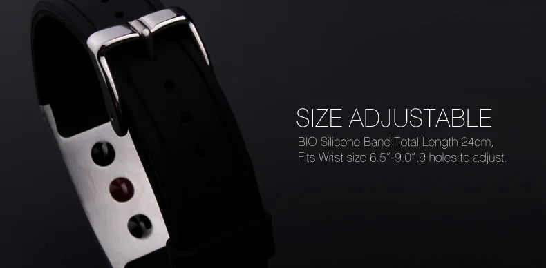 Power Ionics 3000 iones/cc Ironman Titanio Germanio FIR Fibra de Carbono Bio Reloj Pulsera de Golf con Grabado Grabado Gratis