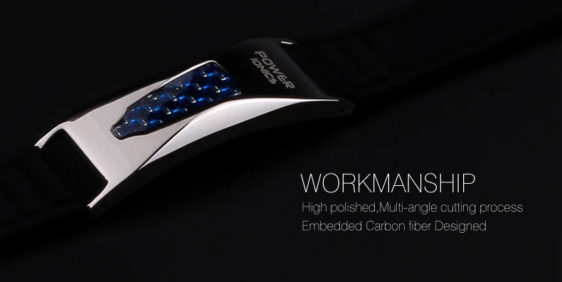 Power Ionics 3000 iones/cc Ironman Titanio Germanio FIR Fibra de Carbono Bio Reloj Pulsera de Golf con Grabado Grabado Gratis