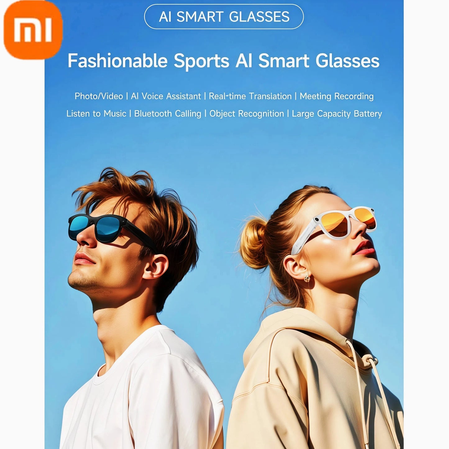 Xiaomi 6K HD AI Smart Camera Glasses Multifunctional Bluetooth Calling Voice Assistant Music Player Translation Camera Glasses