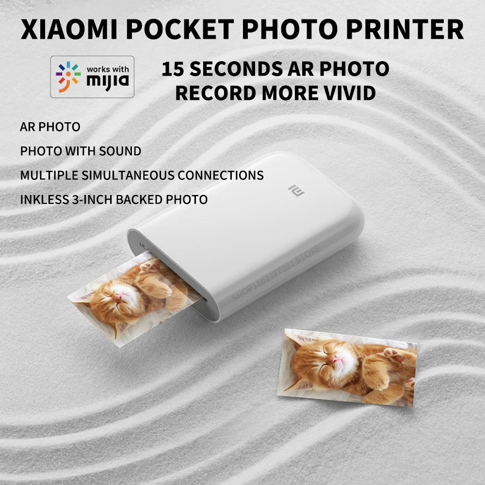 Xiaomi mijia AR Printer 300dpi Portable Photo Mini Pocket With Share 500mAh Picture Printer Pocket Printer Work With Mihome APP