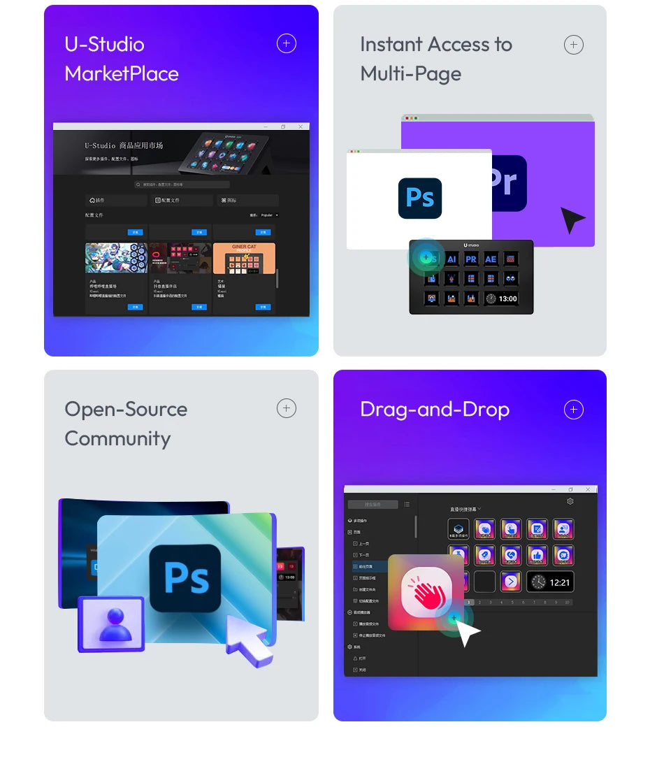 Ulanzi D200 Live Streaming Controller 13 LCD Keys for Gaming Office Work Vlog Content Creation Photo Video Editing