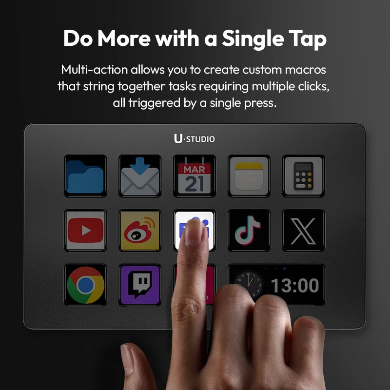 Ulanzi D200 Live Streaming Controller 13 LCD Keys for Gaming Office Work Vlog Content Creation Photo Video Editing