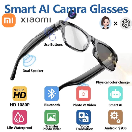 Xiaomi Mijia 4K HD Color Changing AI Smart Glasses Chat GPT 100MP Camera Bluetooth Call Voice Assistant  Control Smart Glasses