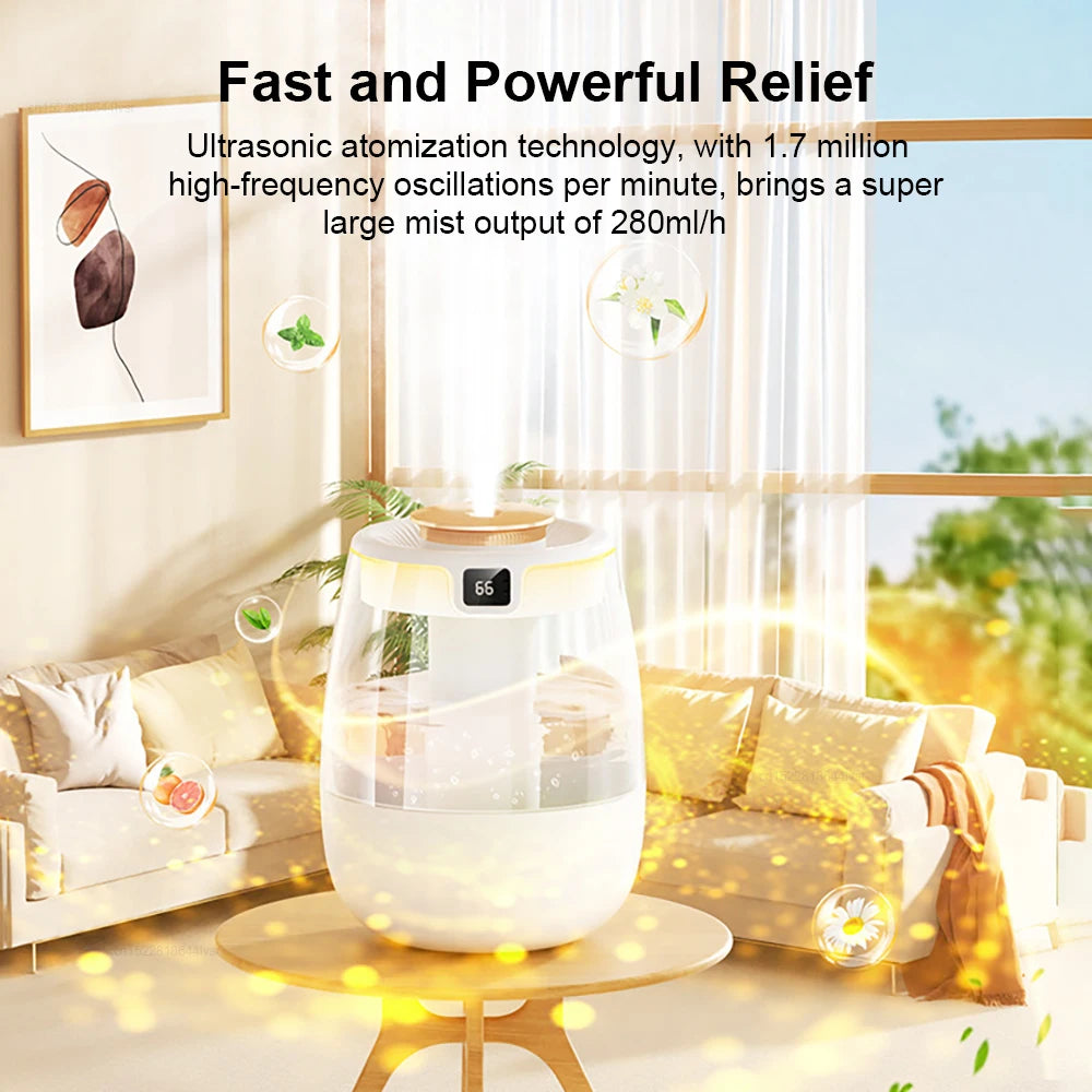 Air Humidifier 1300ml Large Capacity Aroma Humidifier Double Nozzle Essential Oil Humidifier for Home Bedroom with Night Light