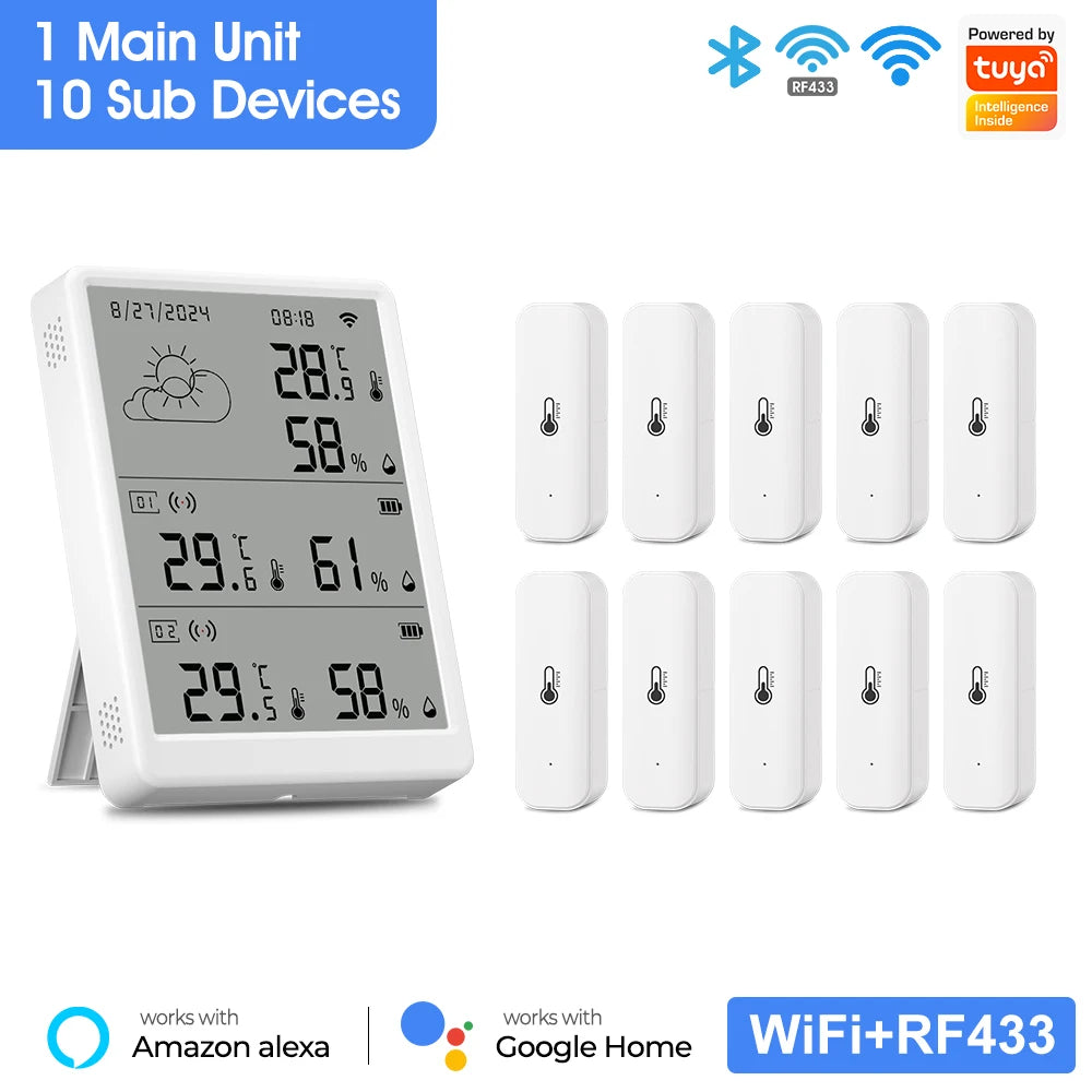 Weather Station RF433 Wireless Indoor Room Thermometer Digital WIFI Temperature Hygrometer Multiple Outdoor Sensors Smart Life