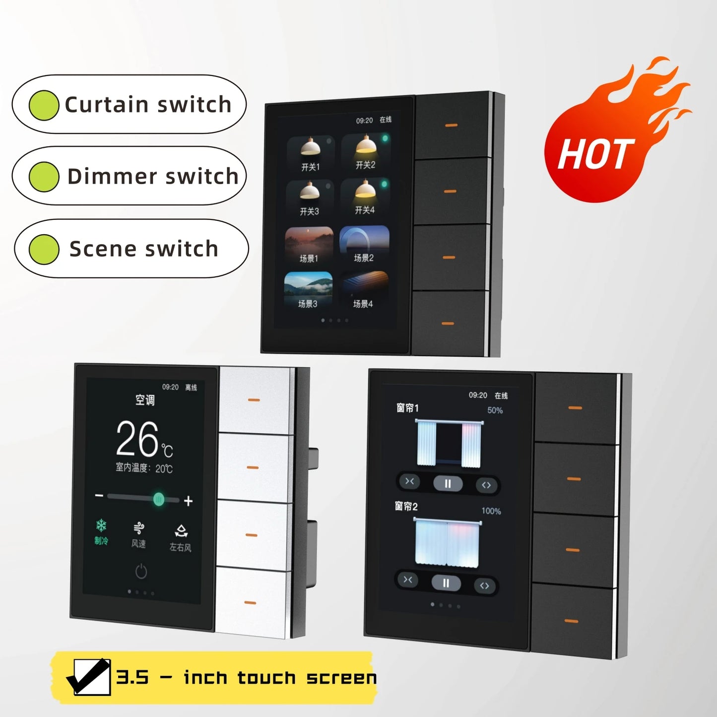 F3-pro Tuya Smart Central Control Panel ZigBee Wall Switch Home Automation Wireless Lighting Control System