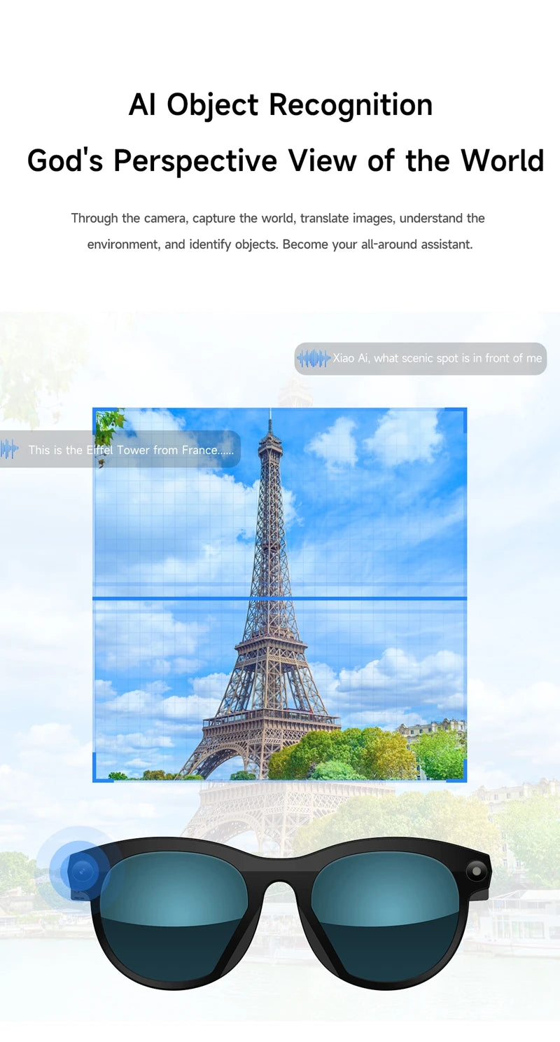 Xiaomi 6K HD AI Smart Camera Glasses Multifunctional Bluetooth Calling Voice Assistant Music Player Translation Camera Glasses
