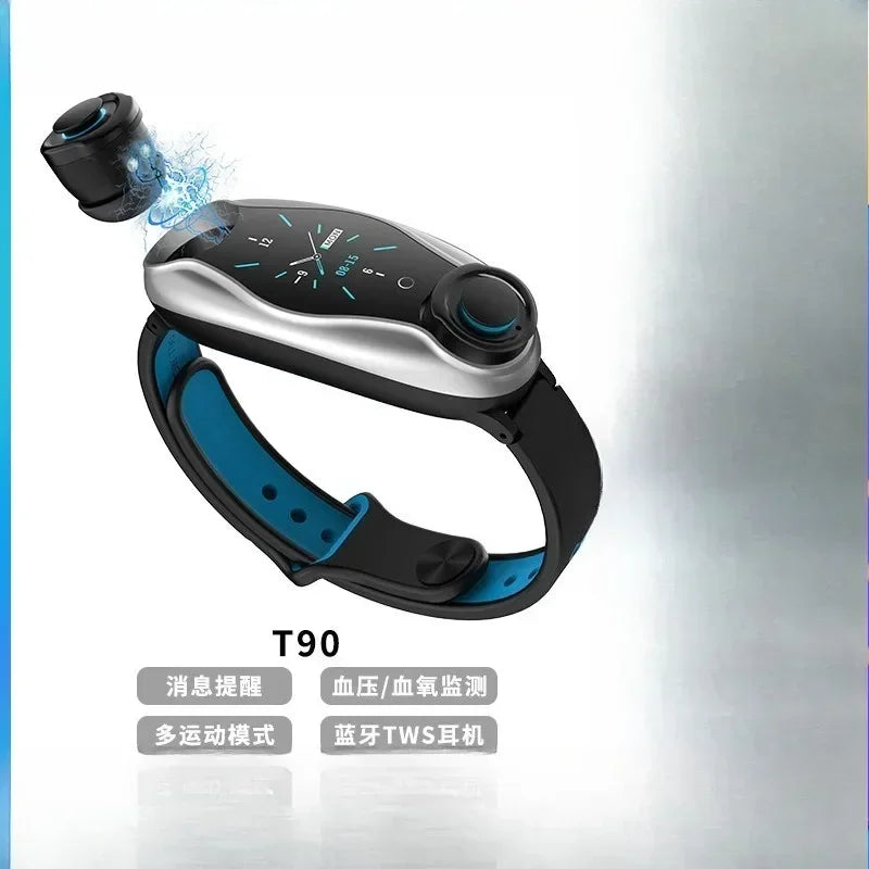 T90 teen heart rate and blood pressure smart bracelet, dual Bluetooth headset two-in-one, sports, Bluetooth call, bracelet