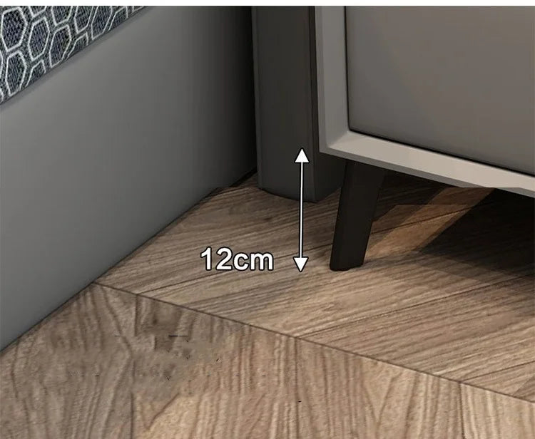 3 Drawers Smart Bedside Table with Wireless Charging Solid Wood Bedroom End Table with Fingerprints Lock Hotel Nightstands