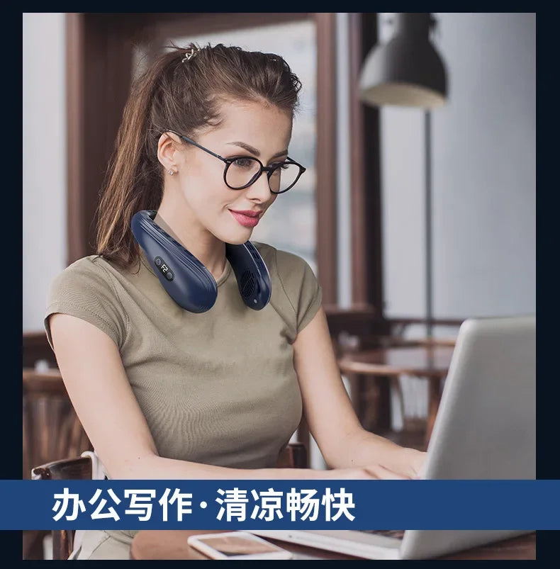New Neck Air Conditioner Portable Neck Fan Rechargeable Semiconductor Cooling Bladeless Fan Wearable Cooler multi purpose