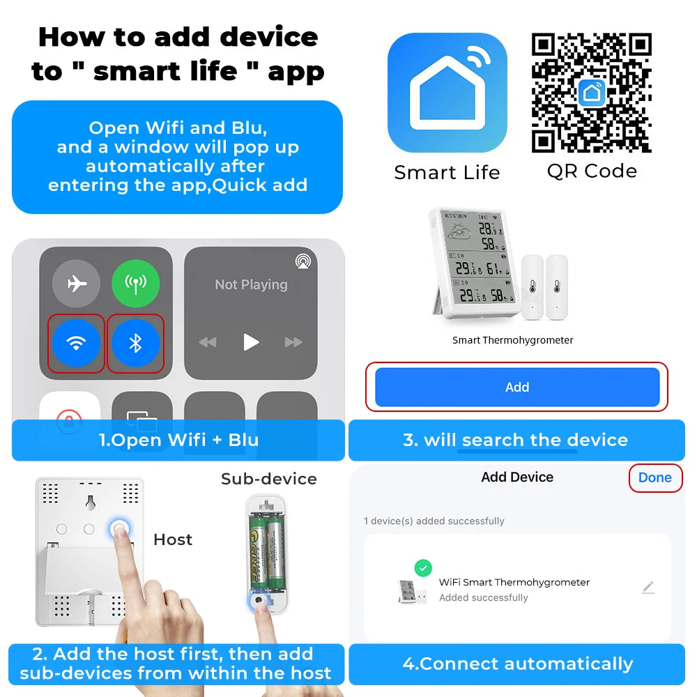 Weather Station RF433 Wireless Indoor Room Thermometer Digital WIFI Temperature Hygrometer Multiple Outdoor Sensors Smart Life