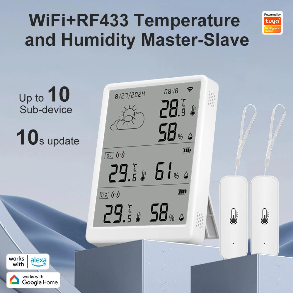 Weather Station RF433 Wireless Indoor Room Thermometer Digital WIFI Temperature Hygrometer Multiple Outdoor Sensors Smart Life