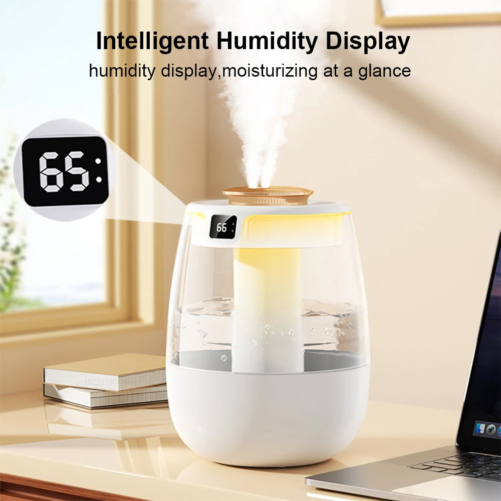 Air Humidifier 1300ml Large Capacity Aroma Humidifier Double Nozzle Essential Oil Humidifier for Home Bedroom with Night Light