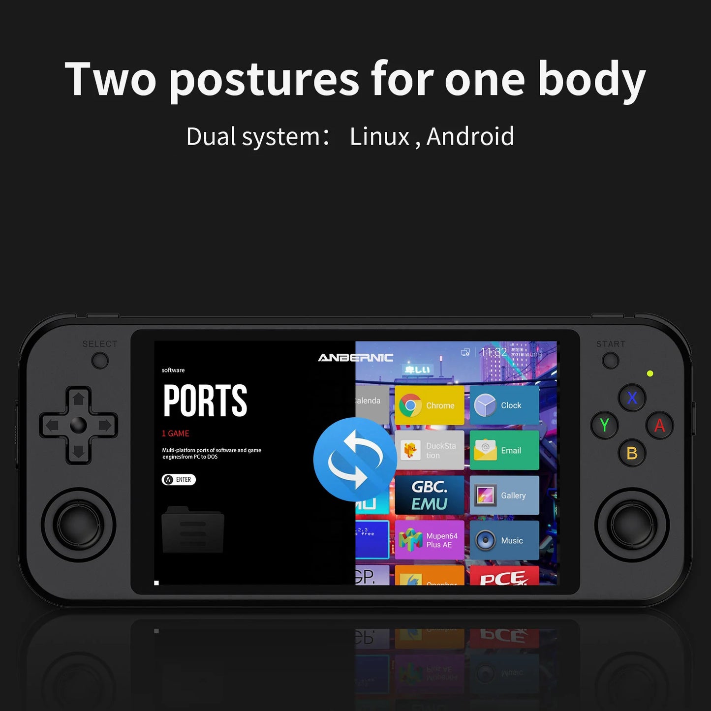 ANBERNIC RG552  Handheld Game Console 5.36‘’ IPS Screen Android Linux Dual Systems Retro Video Game Player Built in 4000+ Games