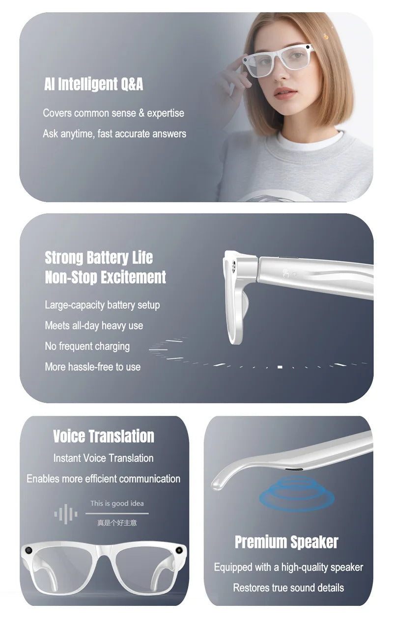 Xiaomi Mijia 4K HD Color Changing AI Smart Glasses Chat GPT 100MP Camera Bluetooth Call Voice Assistant  Control Smart Glasses