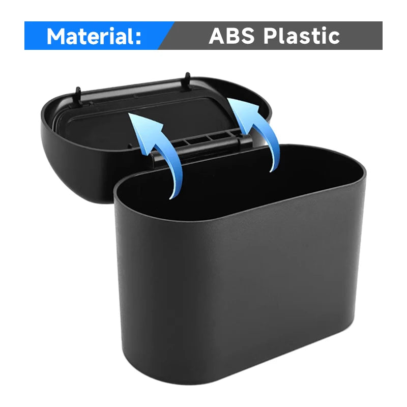 Universal Car Clamshell Trash Bin Hanging Vehicle Garbage Dust Case Storage Box Black Square Pressing Trash Can Accessories