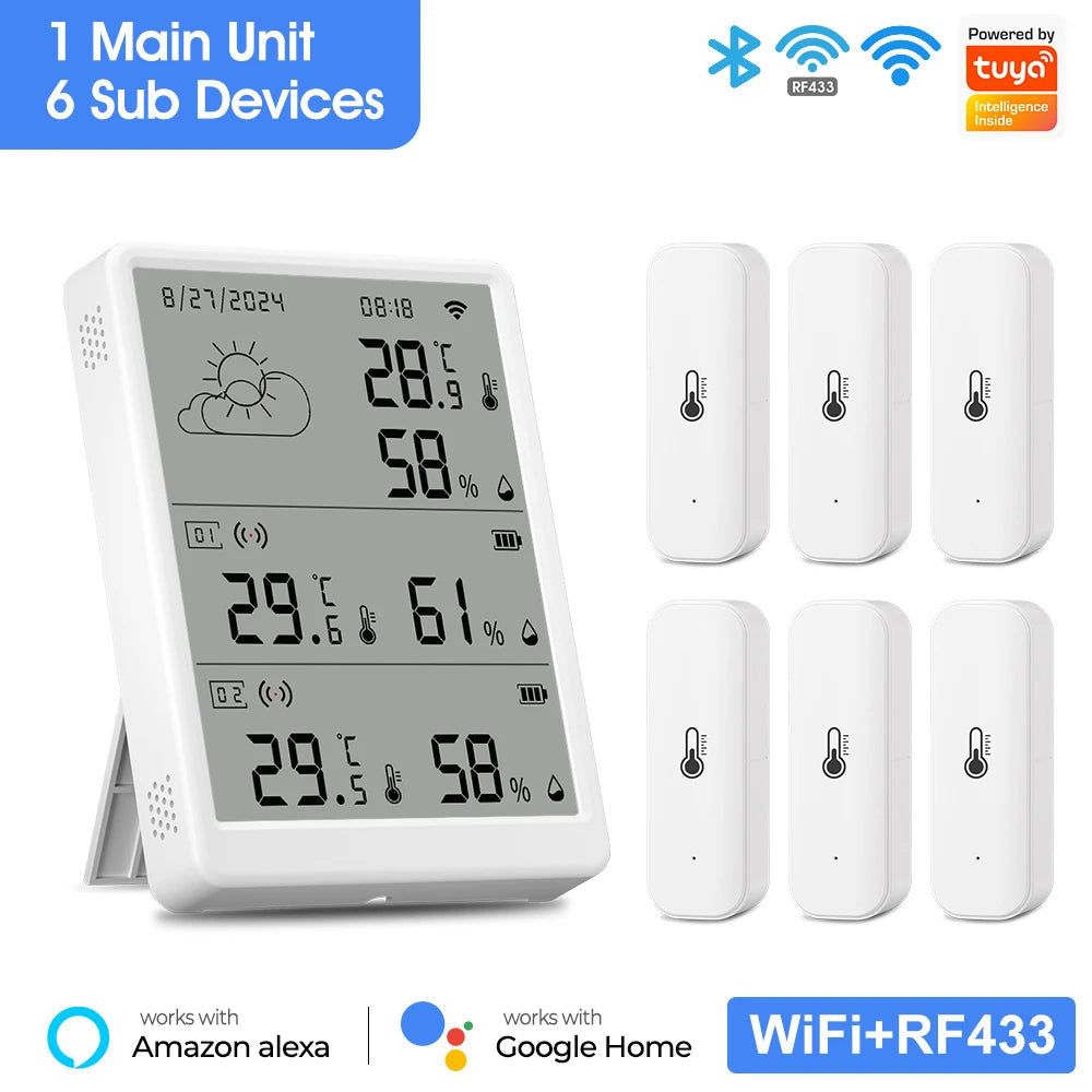 Weather Station RF433 Wireless Indoor Room Thermometer Digital WIFI Temperature Hygrometer Multiple Outdoor Sensors Smart Life