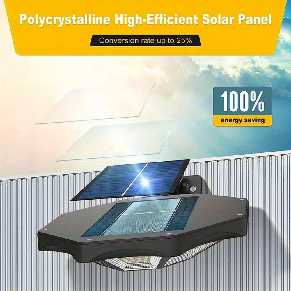 Solar Powered Outdoor Motion Sensor with Adjustable Head for Human Body Sensing Lighting for Garages Porches Streetlights