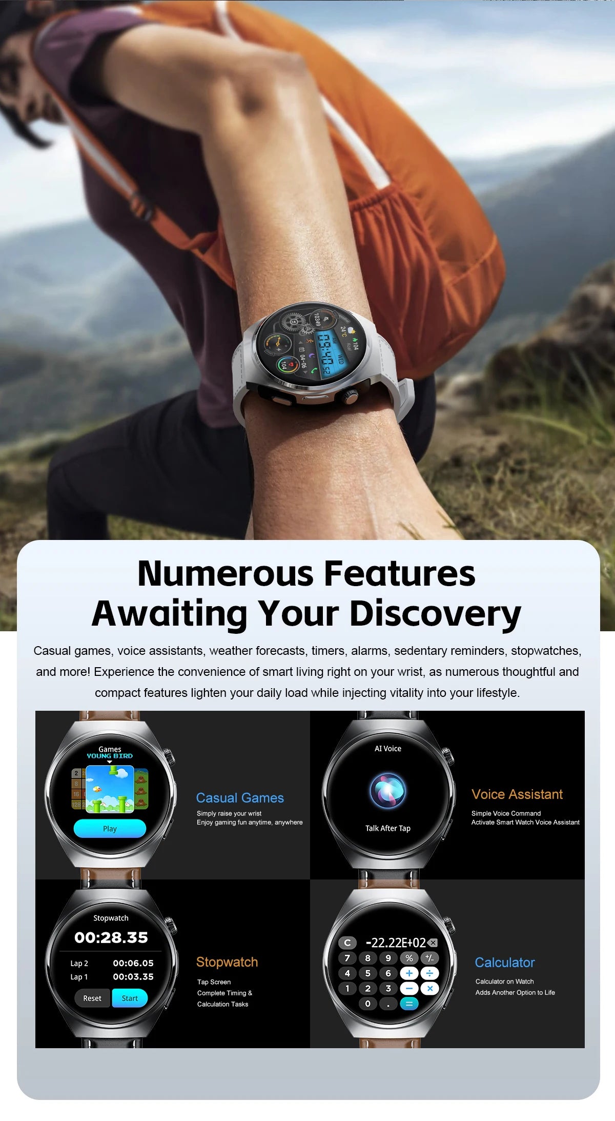 New Sapphire Screen Smart Watch Men 360*360 HD AMOLED TWS Headset Two In One Wireless Bluetooth Call Sport Fitness Smartwatches