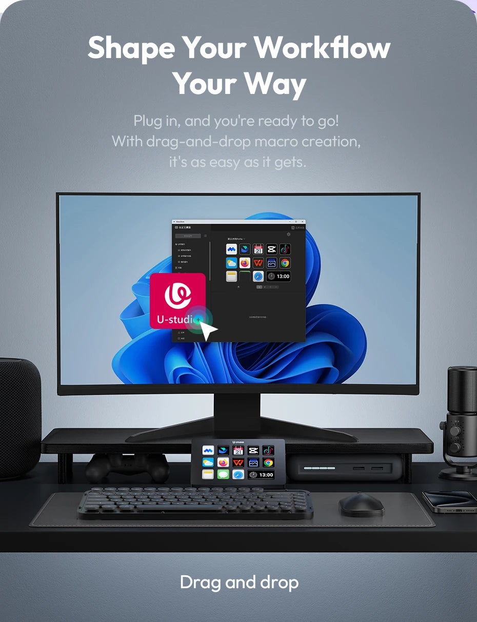 Ulanzi D200 Live Streaming Controller 13 LCD Keys for Gaming Office Work Vlog Content Creation Photo Video Editing