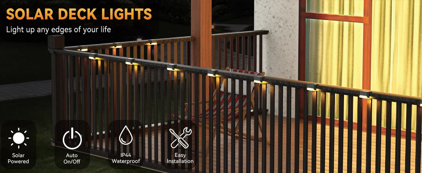 16-Pack Outdoor Solar Deck Lamp For Outdoor Stairs, Steps, Fences, Yards, Patios And Paths LED Light (Warm White)