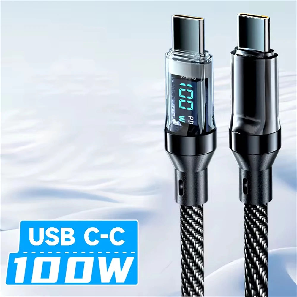 NNBILI 120W USB C and USB A charging cables with LED display screen, USB C=C-C，USB A=A-C,Xiaomi iPhone、 Samsung not compatible