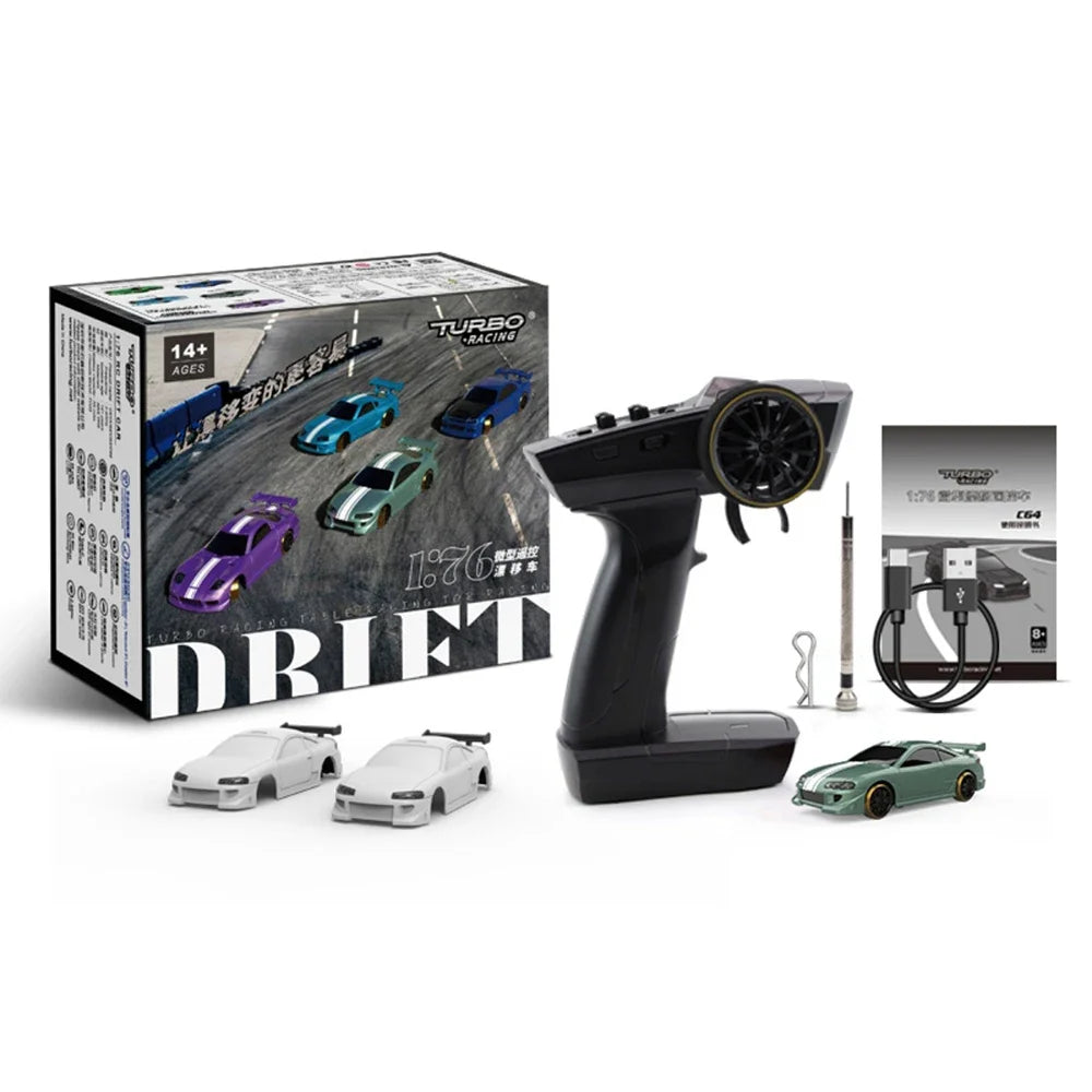 TURBO RACING C61 C62 C63 C64 C74 1/76 MINI RC Electric Remote Control Model Car Drift Racing Adult Desktop Toys
