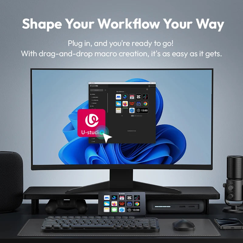 Ulanzi D200 Live Streaming Controller 13 LCD Keys for Gaming Office Work Vlog Content Creation Photo Video Editing