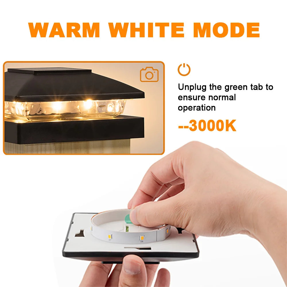 6PCS 4x4 Solar Post Cap Light - Solar Powered Warm White Fence Lights for Wooden/Vinyl Posts Outdoor Lighting for Garden & Porch