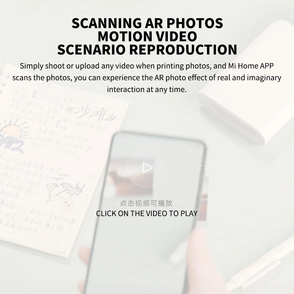 Xiaomi mijia AR Printer 300dpi Portable Photo Mini Pocket With Share 500mAh Picture Printer Pocket Printer Work With Mihome APP