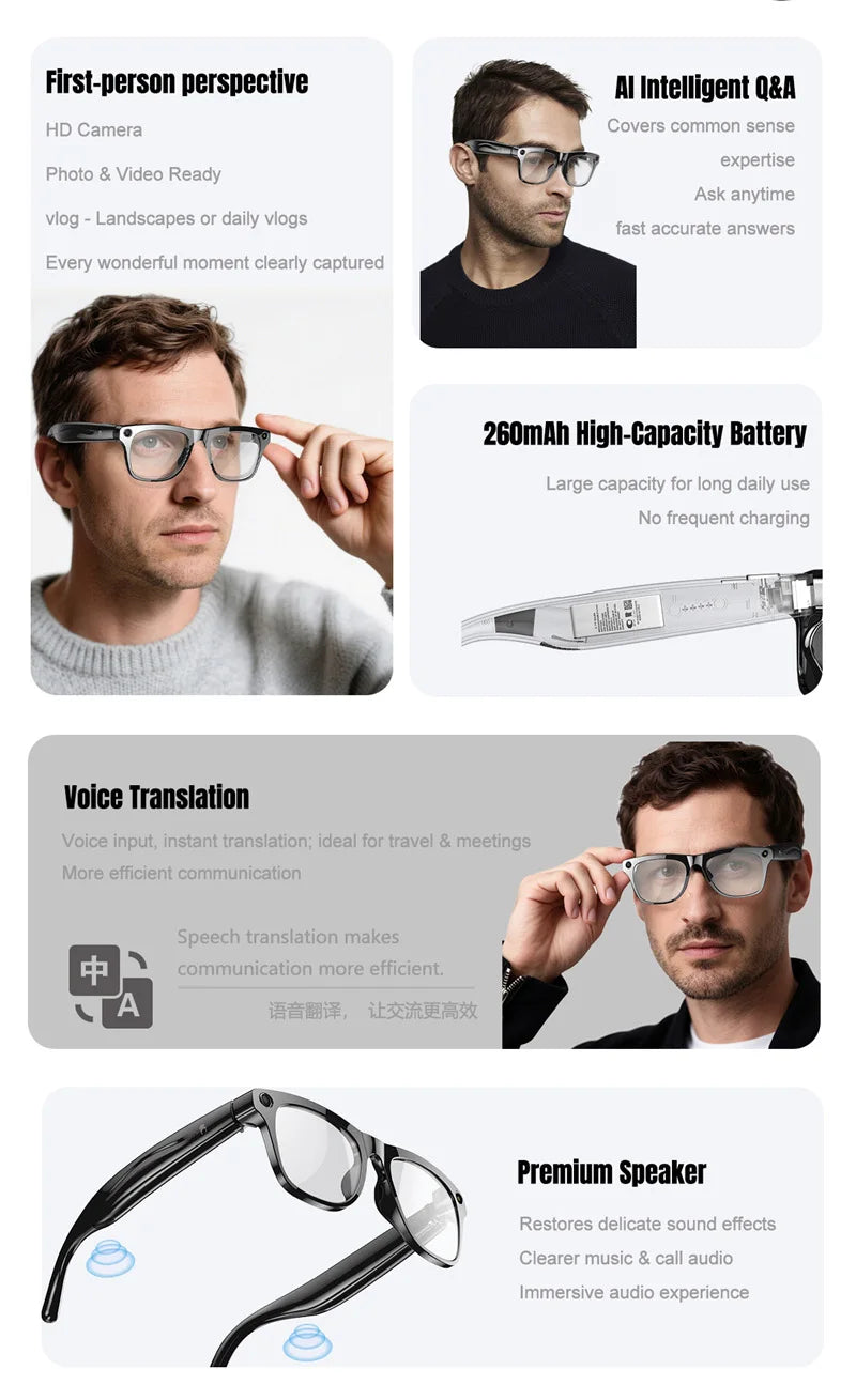Xiaomi Mijia 4K HD Color Changing AI Smart Glasses Chat GPT 100MP Camera Bluetooth Call Voice Assistant  Control Smart Glasses