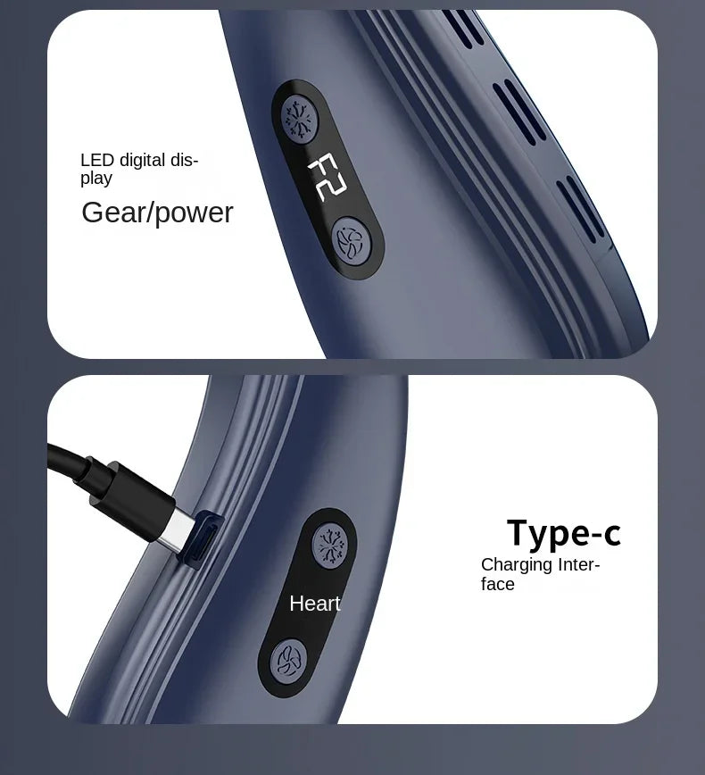 New Neck Air Conditioner Portable Neck Fan Rechargeable Semiconductor Cooling Bladeless Fan Wearable Cooler multi purpose