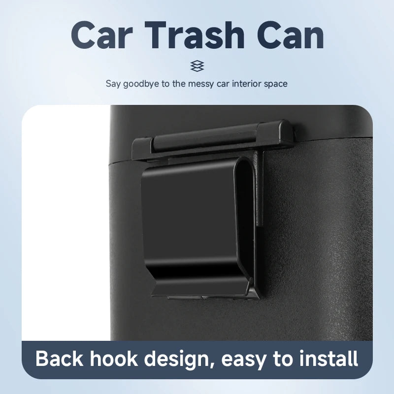 Universal Car Clamshell Trash Bin Hanging Vehicle Garbage Dust Case Storage Box Black Square Pressing Trash Can Accessories