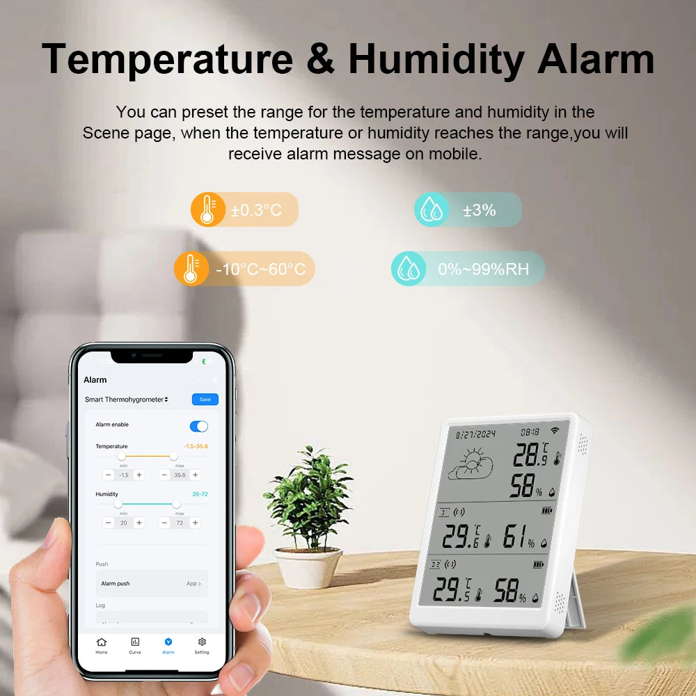 Weather Station RF433 Wireless Indoor Room Thermometer Digital WIFI Temperature Hygrometer Multiple Outdoor Sensors Smart Life